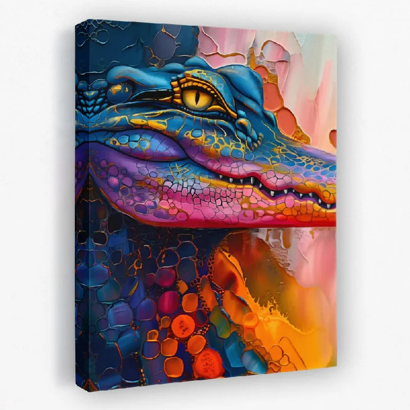 Contemporary colorful wall art for energy-Crafty Crocodile