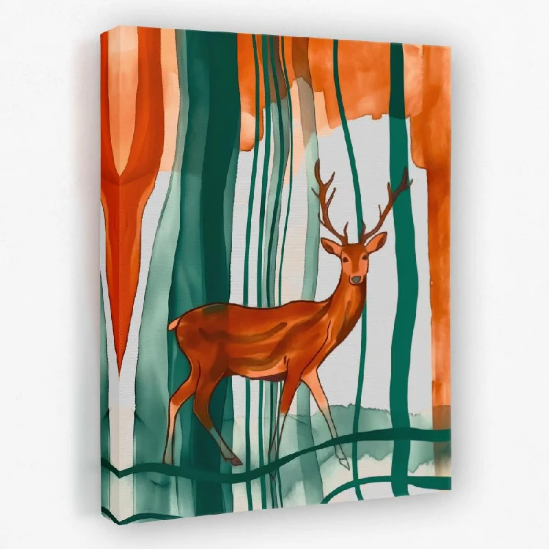 Contemporary blue animal wall art for cool-Deer in Headlights