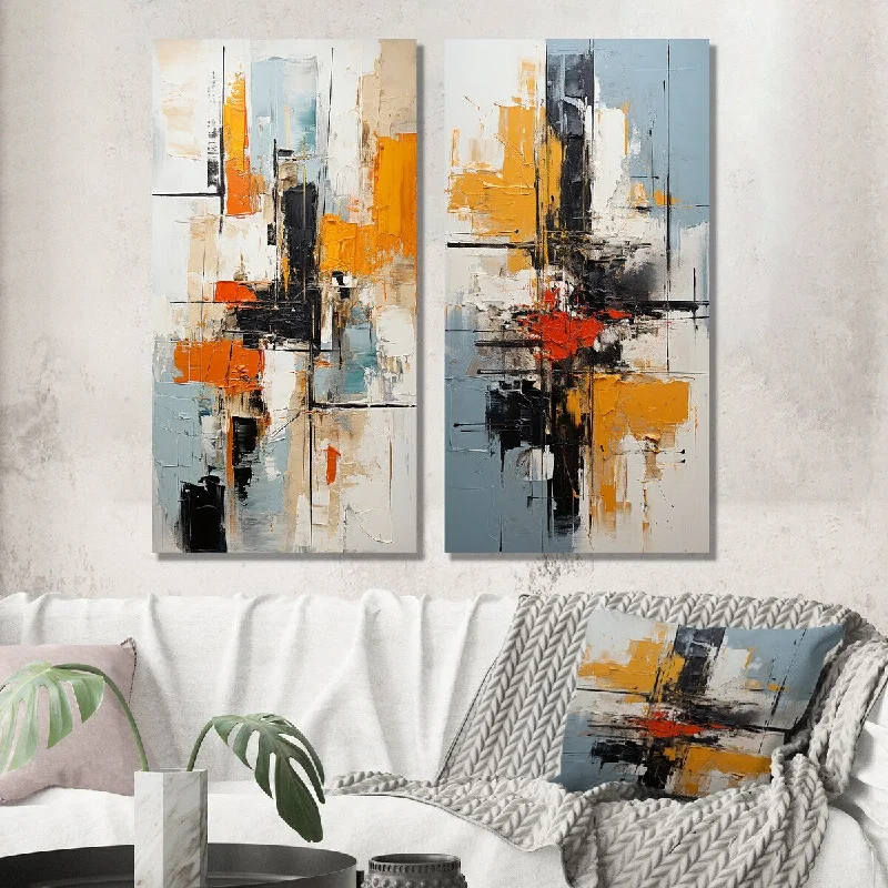 Nature inspired canvas wall art for calm-Designart "Deconstructed Colorfields Minimal Abstract II" Abstract Wall Art Set of 2 - Modern Wall Art For Home Decor