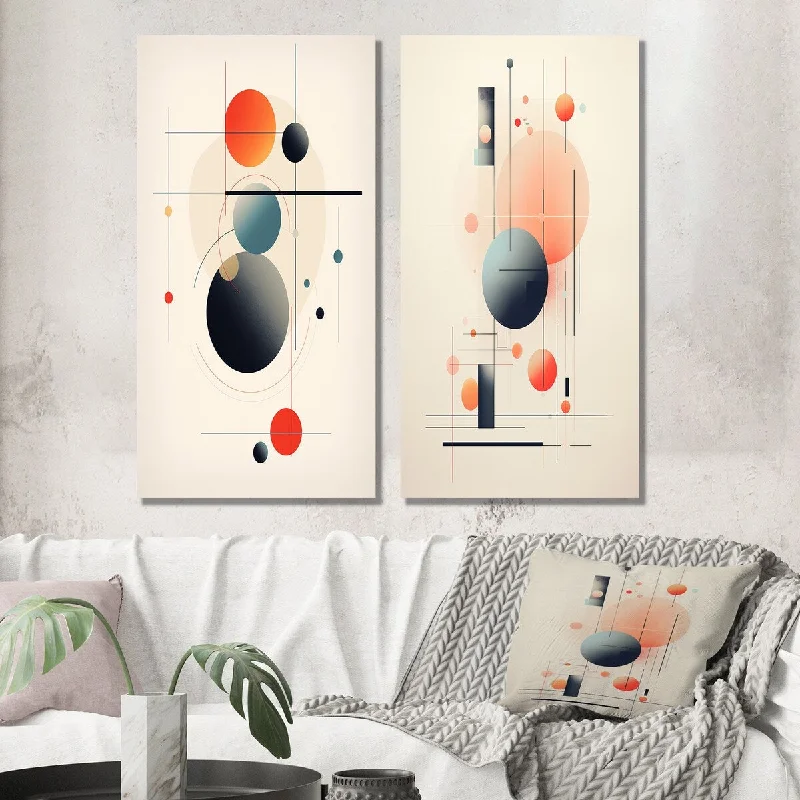 Vintage botanical animal wall art for retro-Designart "Distant Desire Of The Knowing Vintage Abstract III" Modern Wall Art Set of 2 - Modern Wall Art For Home Decor