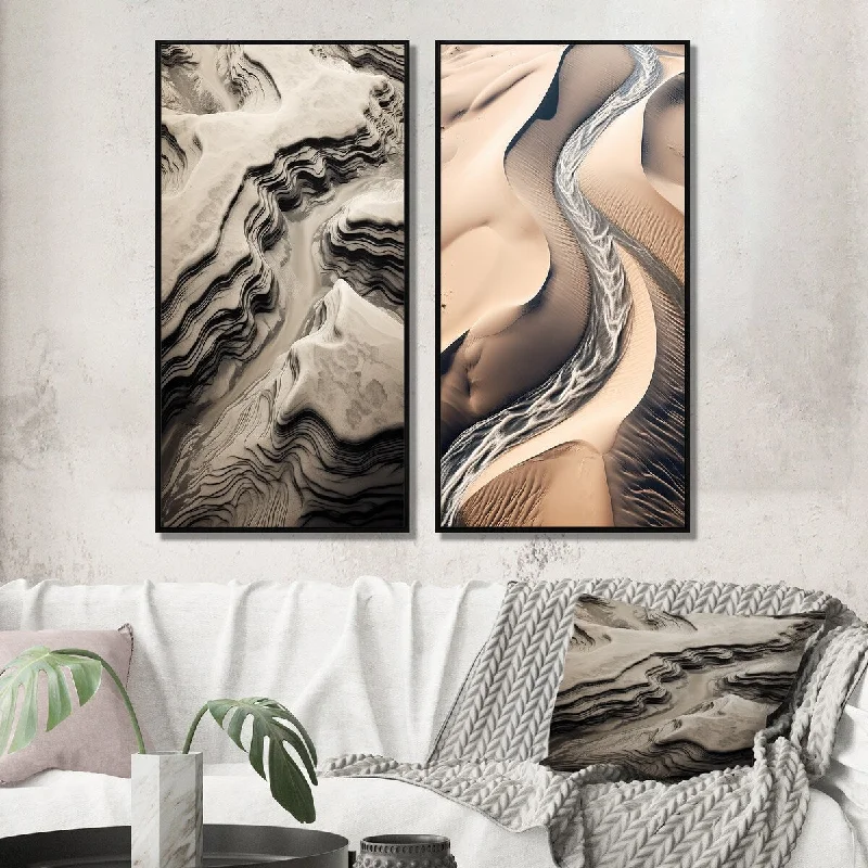 Vintage botanical wall art for retro-Designart "Eternal Dunes Desert Rivers I" Desert Wall Art Décor - Global Gallery Set For Office Decor