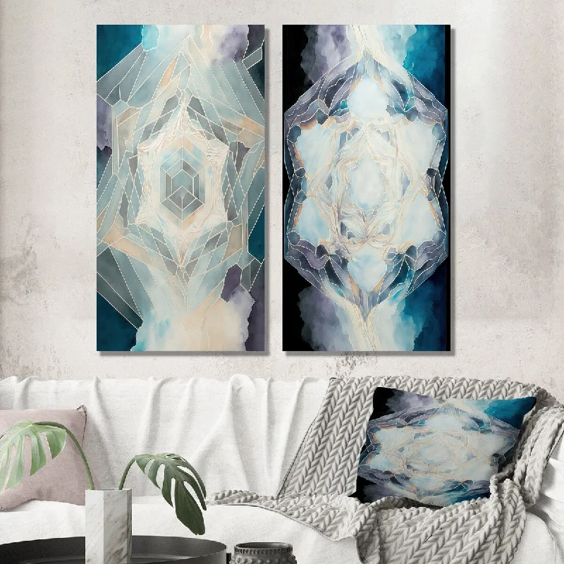 Contemporary floral wall art for beauty-Designart "Fundamental Patterns Sacred Geometry VII" Modern Geometric Wall Art Set of 2 - Modern Printed Wall Décor