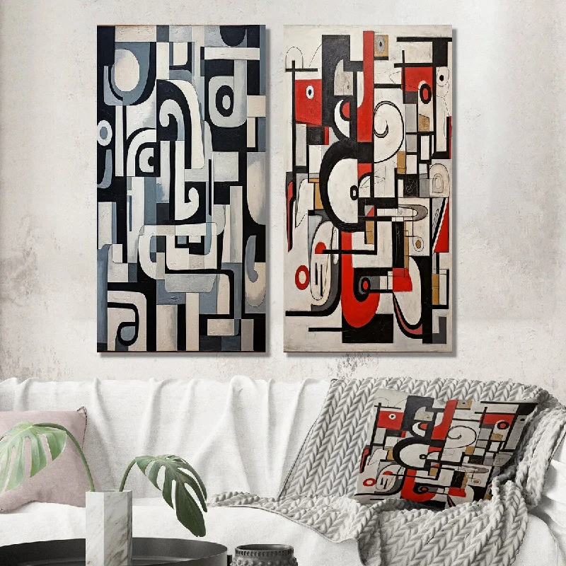 Small rustic geometric wall art for cozy-Designart "Garden Of Urban Groove Abstract Geometrics VII" Modern Wall Art Set of 2 - Modern Printed Wall Décor