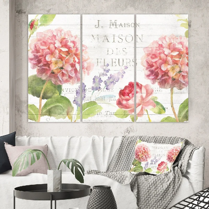 Hand-painted abstract wall art for uniqueness-Designart "Maison Des Fleurs II" Farmhouse Canvas Art