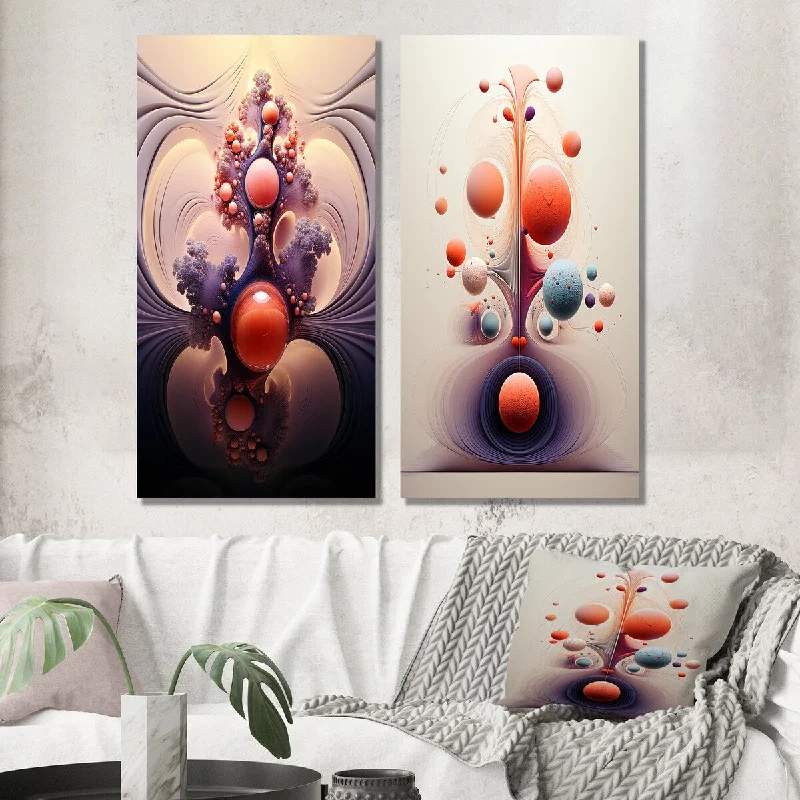 Custom watercolor wall art for kids room-Designart "Metamorphosis Abstract Geometric Multiverse III" Abstract Wall Set of 2 - Transitional Wall Art For Bedroom