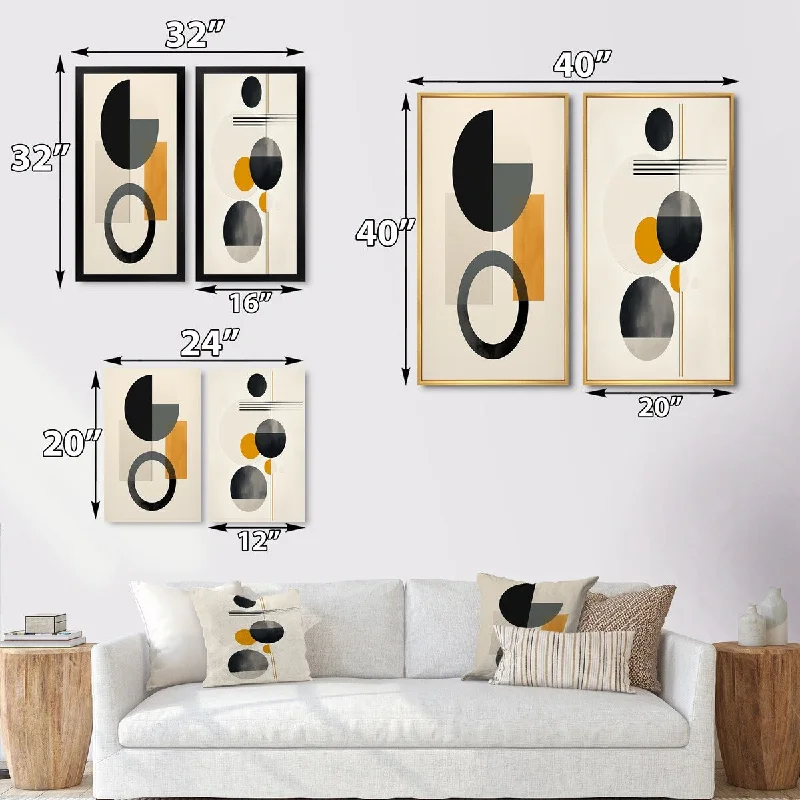 Handmade floral canvas wall art for beauty-Designart "Minimal Circular Geometric Illustration III" Modern Geometric Wall Art Set of 2 Modern Wall Art For Bedroom