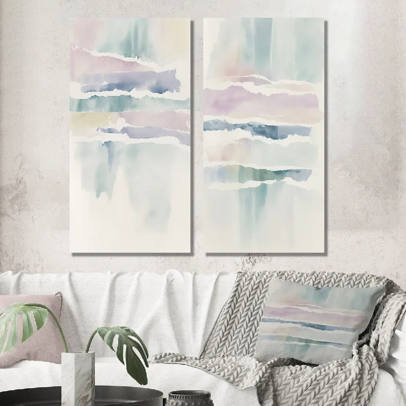 Modern black abstract wall art for contrast-Designart "Quietude In Muted Pastel I" Abstract Liquid Ink Wall Art Set of 2 - Modern Wall Art For Living Room Decor