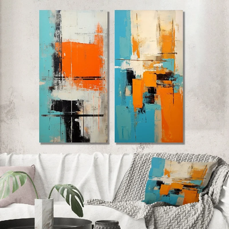 Abstract canvas wall art for living room-Designart "Serene Submission Of Time Minimal Abstract I" Abstract Wall Art Set of 2 - Modern Printed Wall Décor