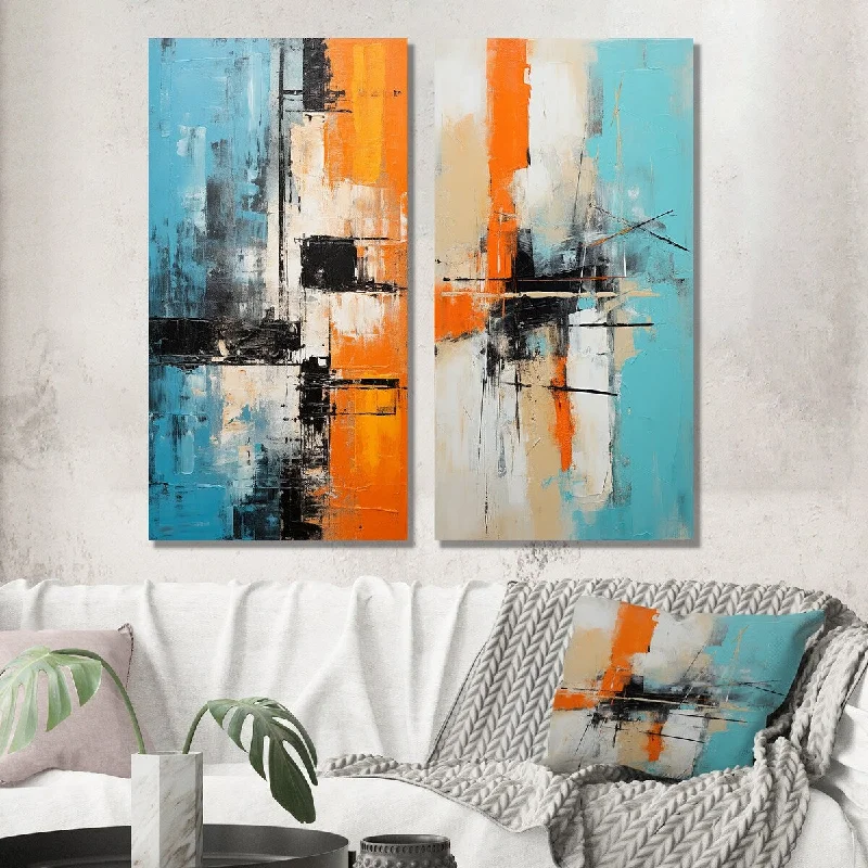 Nature inspired canvas wall art for calm-Designart "Serene Submission Of Time Minimal Abstract IV" Abstract Wall Art Set of 2 - Modern Wall Art For Home Decor