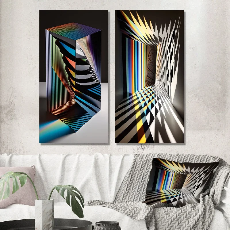 Vintage landscape abstract wall art for depth-Designart "Structural Geometry Architecture I" Futuristic Architecture Wall Art Set of 2 - Industrial For Office Decor