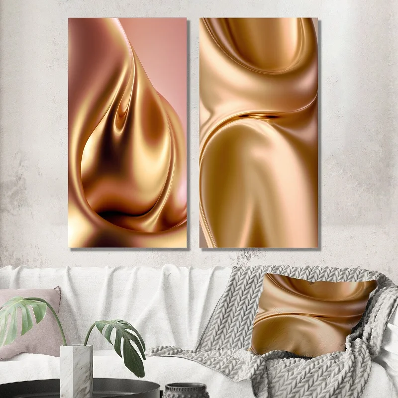 Minimalist white animal canvas wall art for sleek-Designart "Subtle Sophistication In Exquisite Pink And Gold III" Abstract Wall Art Set of 2 - Modern Printed Wall Décor