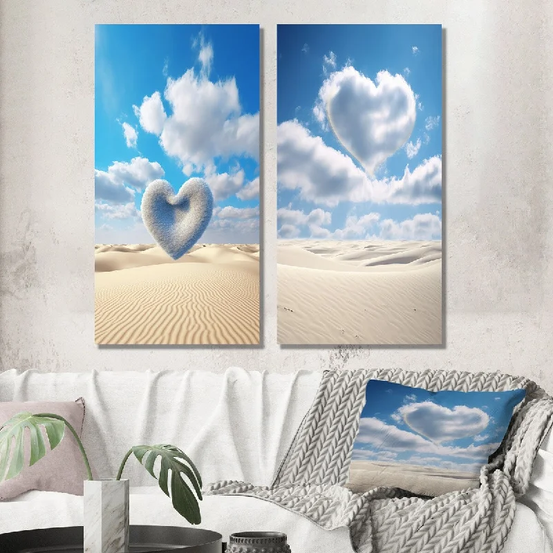 Contemporary geometric floral wall art for modern-Designart "The Heart Of The Desert IV" Beach Wall Art Set of 2 - Coastal Gallery Wall Set For Living Room Decor