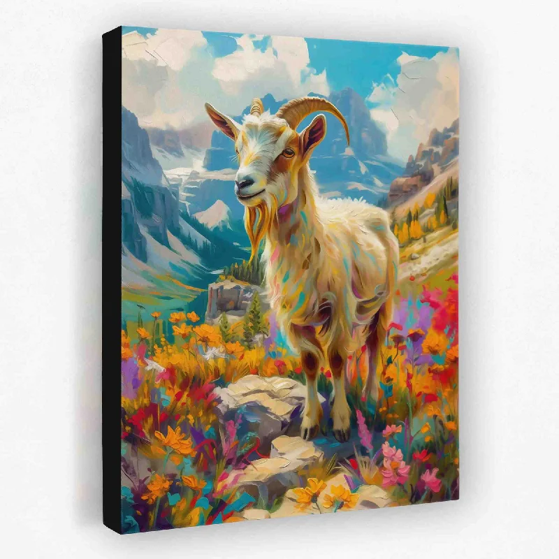 Large modern wall art for dramatic effect-Happy Mountain Goat