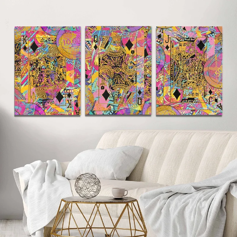 Boho style geometric wall art for eclectic-Diamond Royalty 3 Piece Set