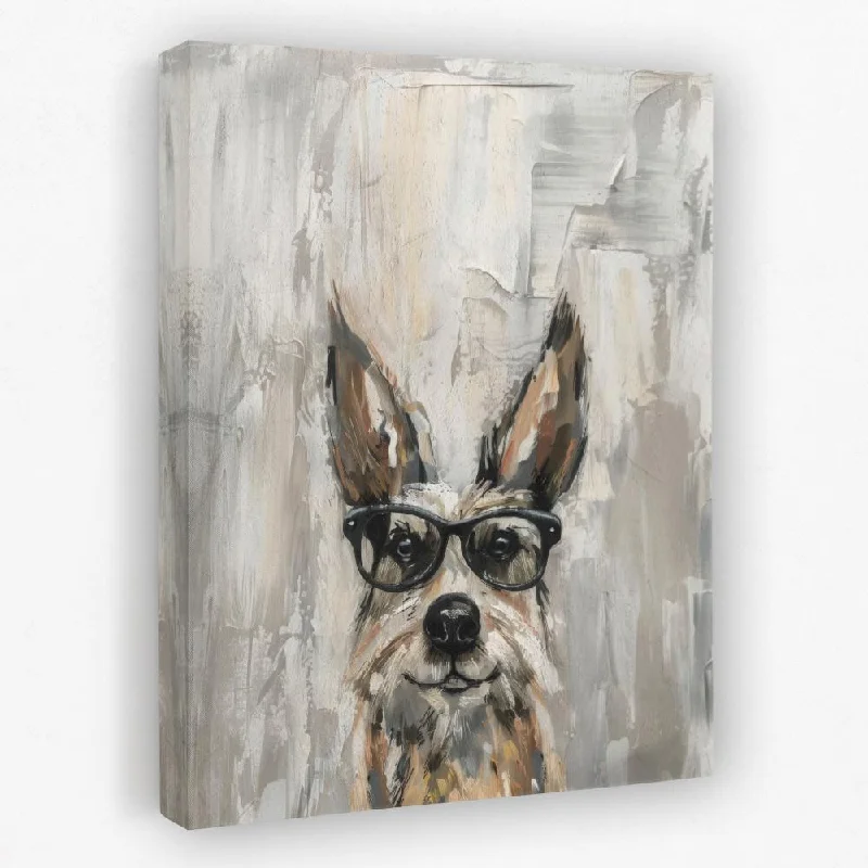 Modern black abstract wall art for contrast-Dog With Glasses