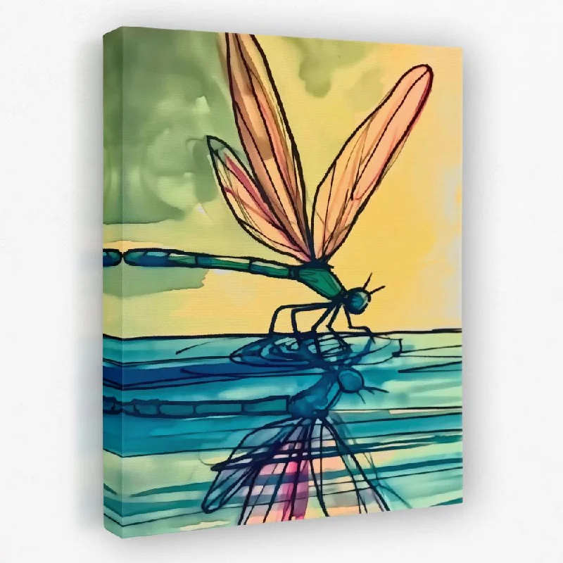 Vintage portrait wall art for classic style-Dragonfly Reflection