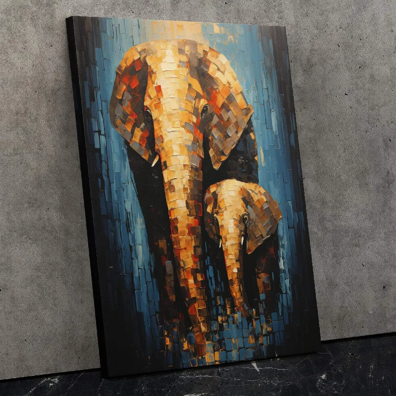 Custom abstract canvas wall art for uniqueness-Elephant Family