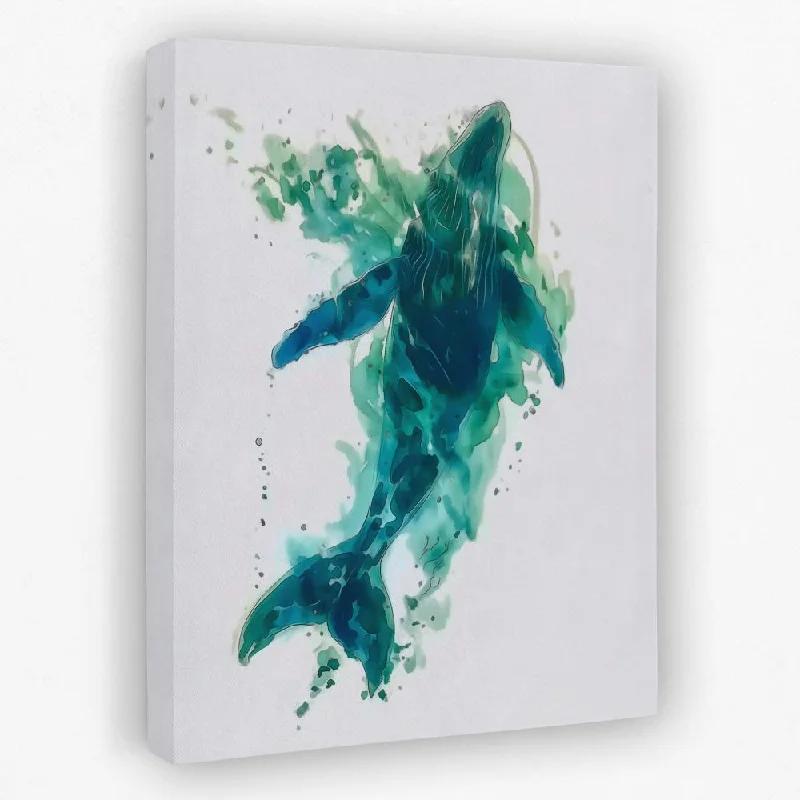 Minimalist white animal wall art for clean-Emerald Whale