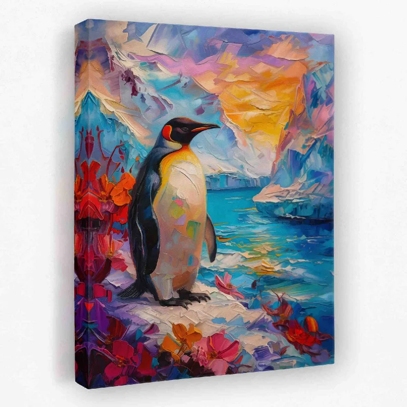 Minimalist black abstract wall art for edge-Emperor Penguin