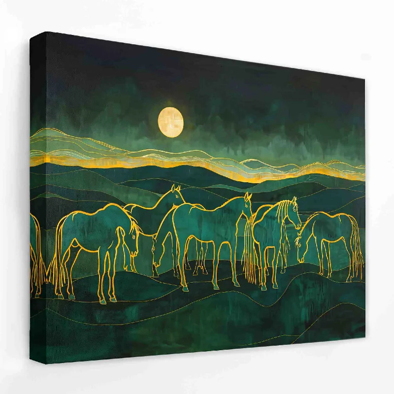 Hand-painted animal canvas wall art for detail-Evening Meadow