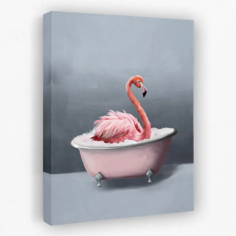 Large modern abstract wall art for wow factor-Flamingo In The Bath