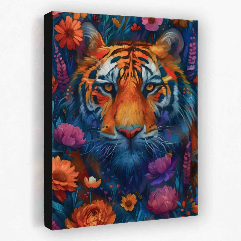 Luxury canvas wall art for upscale decor-Floral Tiger