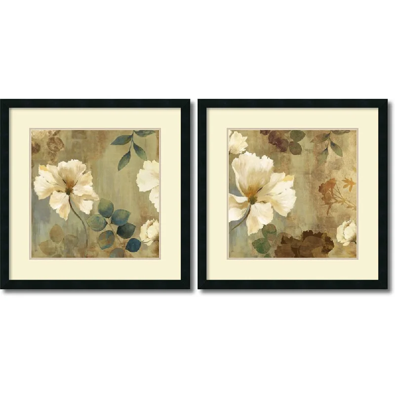 Handmade floral wall art for charm-Framed Art Print 'Golden Spaces - set of 2' by Asia Jensen 26 x 26-inch Each