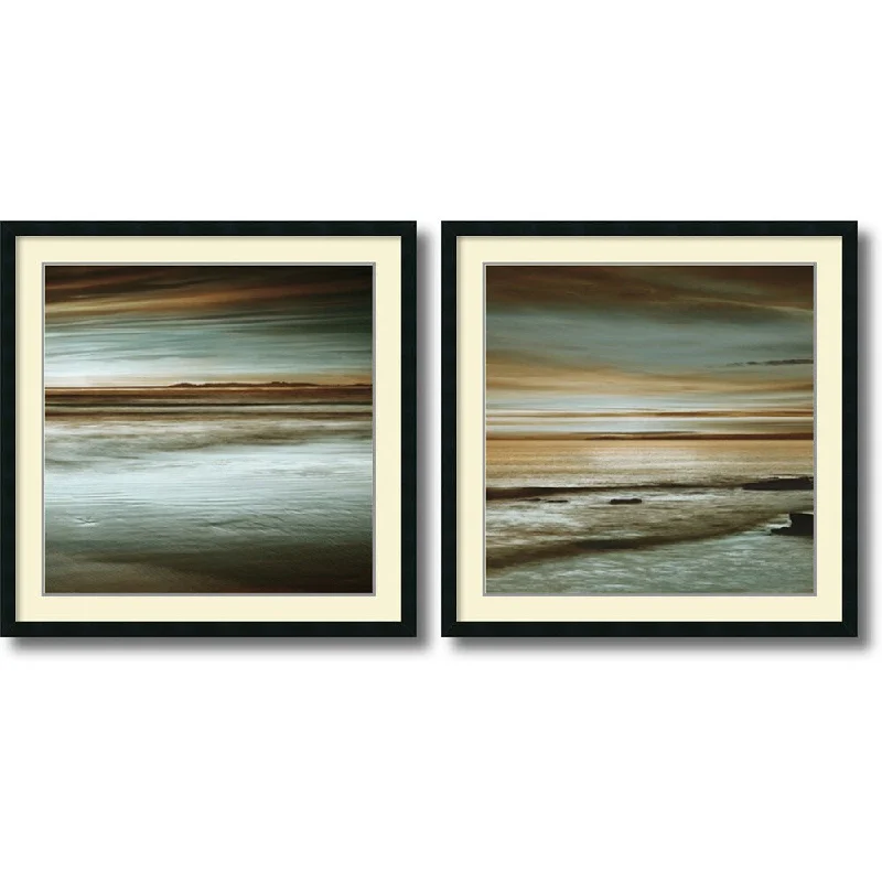 Vintage botanical wall art for retro-Framed Art Print 'Lowtide/Hightide - set of 2' by John Seba 34 x 34-inch Each