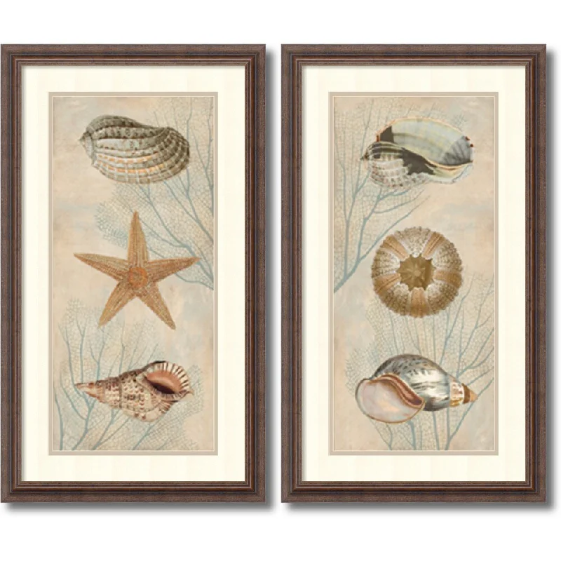 Small luxury wall art for intimate space-Framed Art Print 'Ocean Companions - set of 2' by Deborah Devellier 19 x 33-inch Each