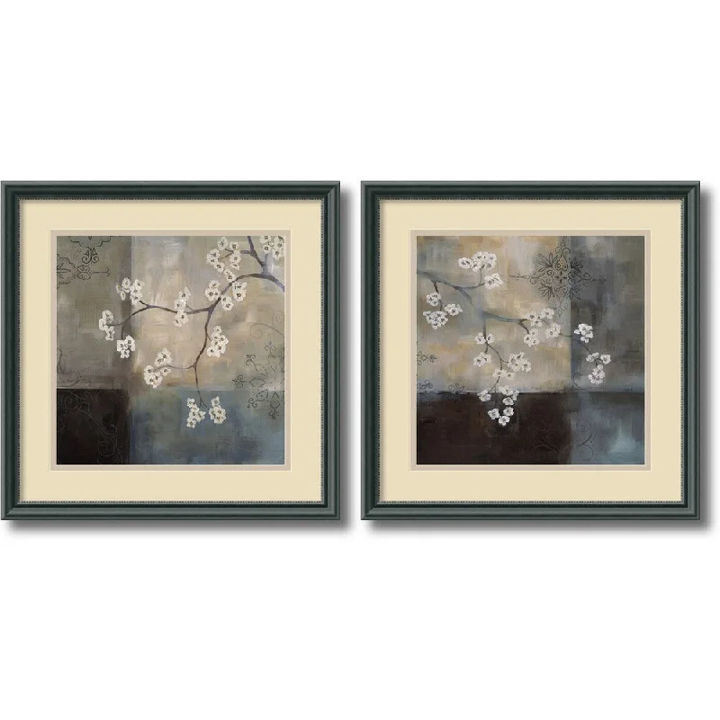 Modern black and white wall art for chic-Framed Art Print 'Spa Blossom - set of 2' by Laurie Maitland 18 x 18-inch Each