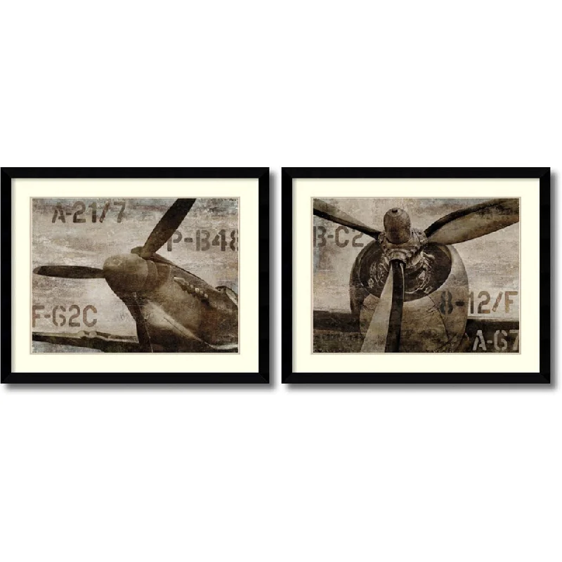 Custom watercolor wall art for kids room-Framed Art Print 'Vintage Airplane - set of 2' by Dylan Matthews 41 x 33-inch Each