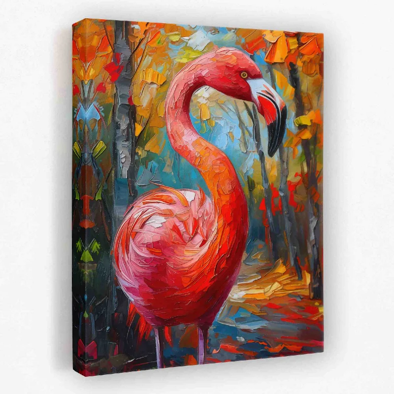 Boho macrame floral canvas wall art for softness-Fresh Flamingo