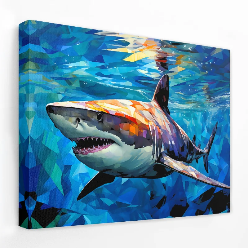 Nature inspired animal abstract wall art for vibe-Geometric Shark