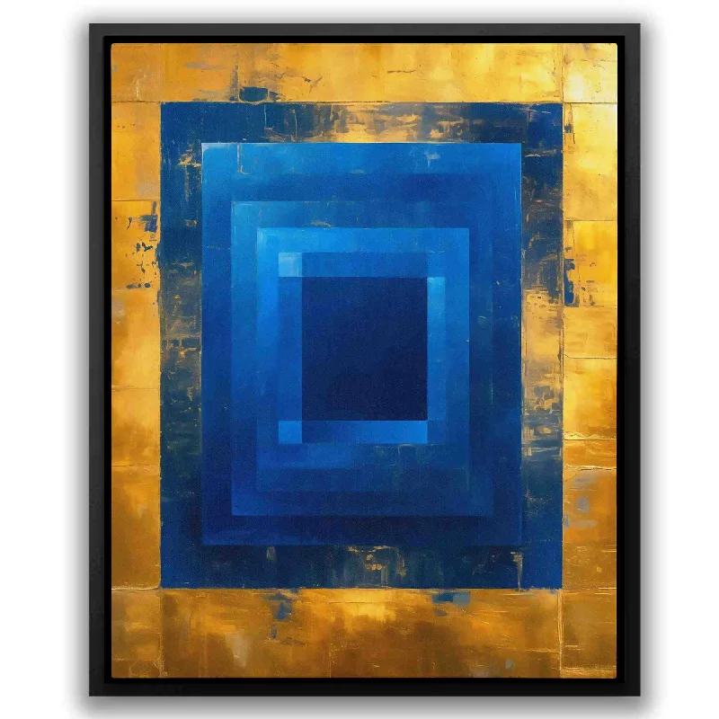 Luxury gold floral wall art for opulence-Golden Blue Maze