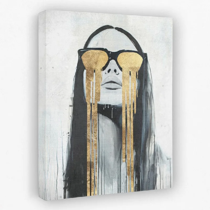 Modern minimalist wall art for bedroom-Golden Tears