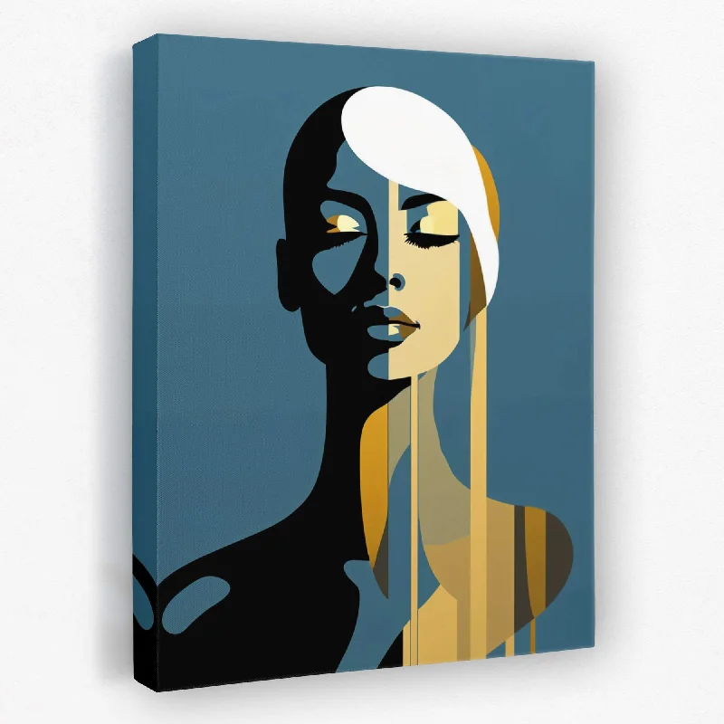 Contemporary blue geometric wall art for calm-Graceful Muse