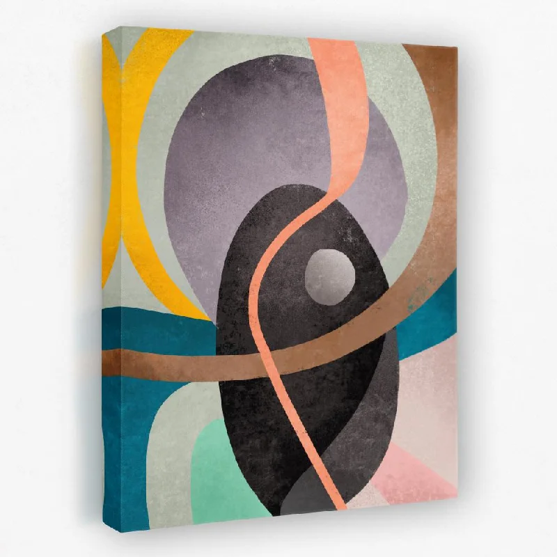 Large modern animal canvas wall art for bold-Gray Circle Around Lines