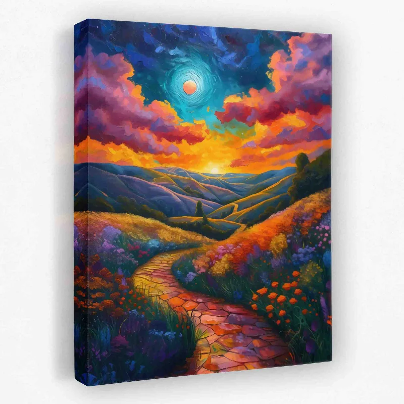 Abstract blue wall art for serene feel-Heavenly Pathway