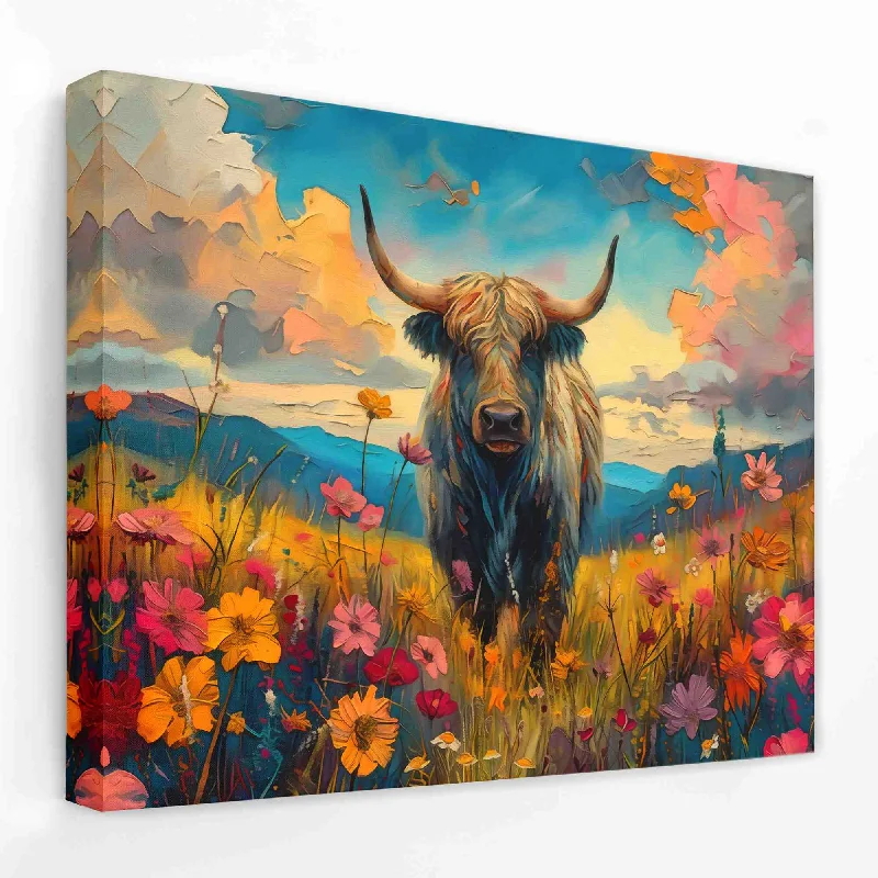 Nature inspired wall art for patio-Highland Horns