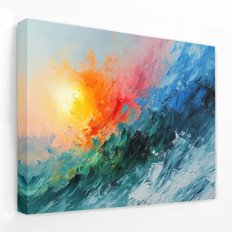 Contemporary blue floral wall art for serenity-Impressionist Ocean Waves