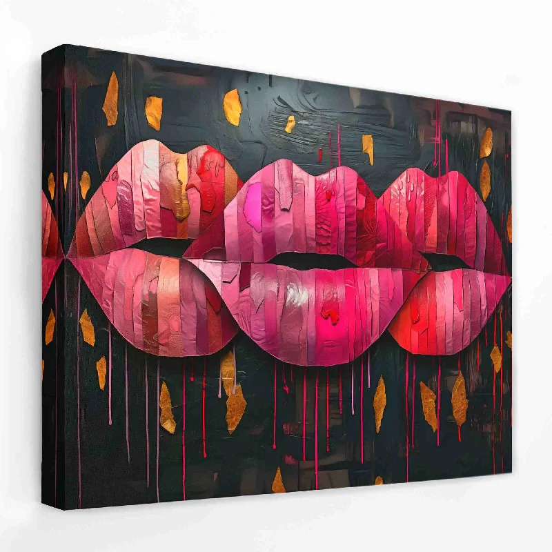 Boho style floral wall art for softness-Kissing Lips