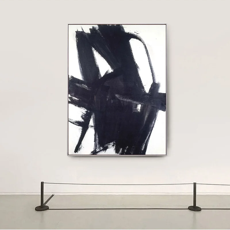 Luxury floral wall art for sophistication-Large Black and White Painting Minimalist Painting Op064