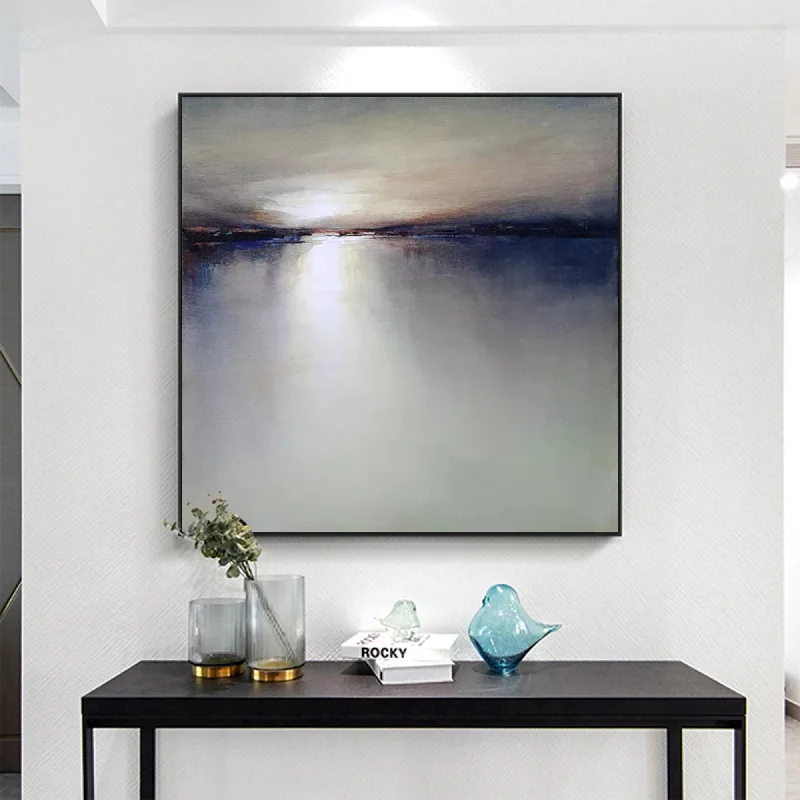 Modern art wall art for studio-Large Landscape Painting on Canvas Sunrise Painting Sky Abstract Cp040