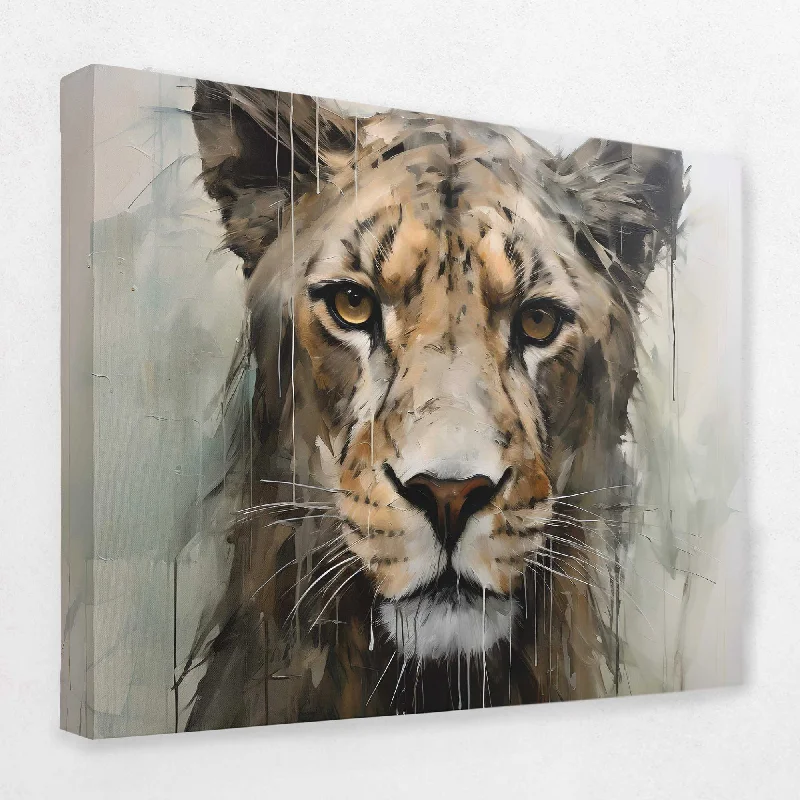 Vintage landscape canvas wall art for depth-Lioness Heart