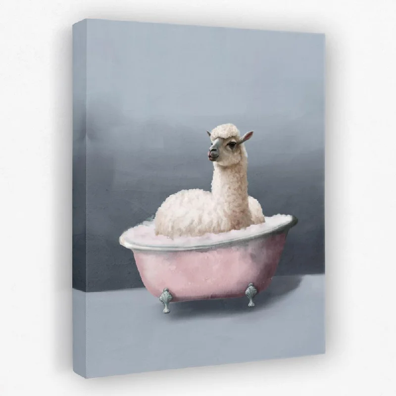 Vintage landscape floral wall art for story-Llama In The Bath