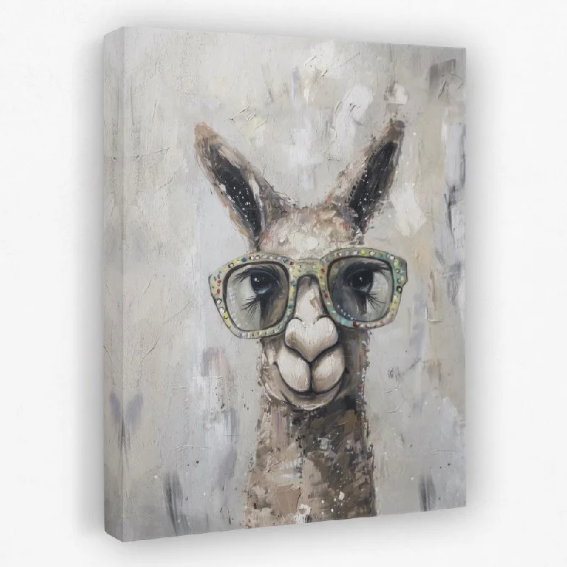 Handmade floral modern wall art for beauty-Llama With Glasses