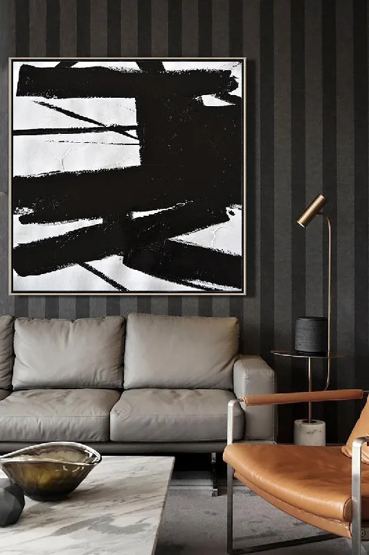 Rustic wooden landscape wall art for depth-Minimalist Painting Modern Art  Black and White Minimal Art Yp087