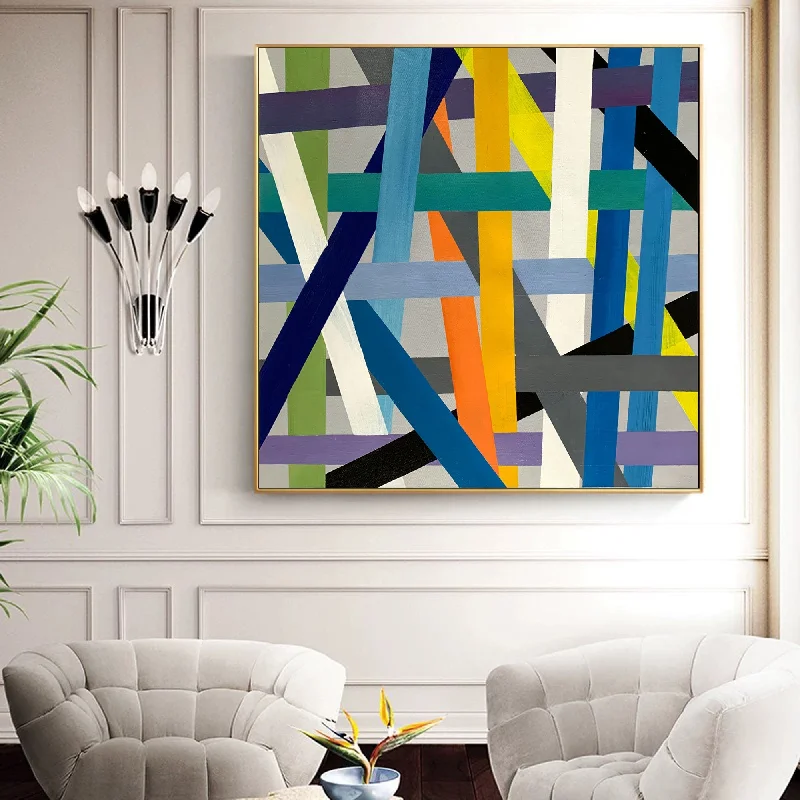 Abstract canvas wall art for living room-Modern Abstract Painting Colorful Oversized Wall Art Canvas Yp057