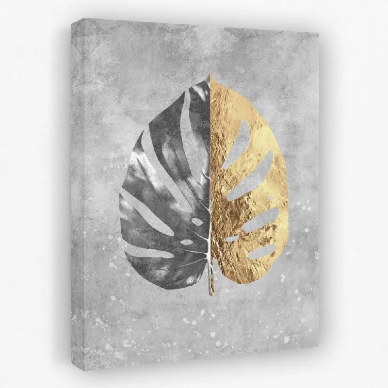 Nature inspired geometric wall art for balance-Monstera Leaf With Gold