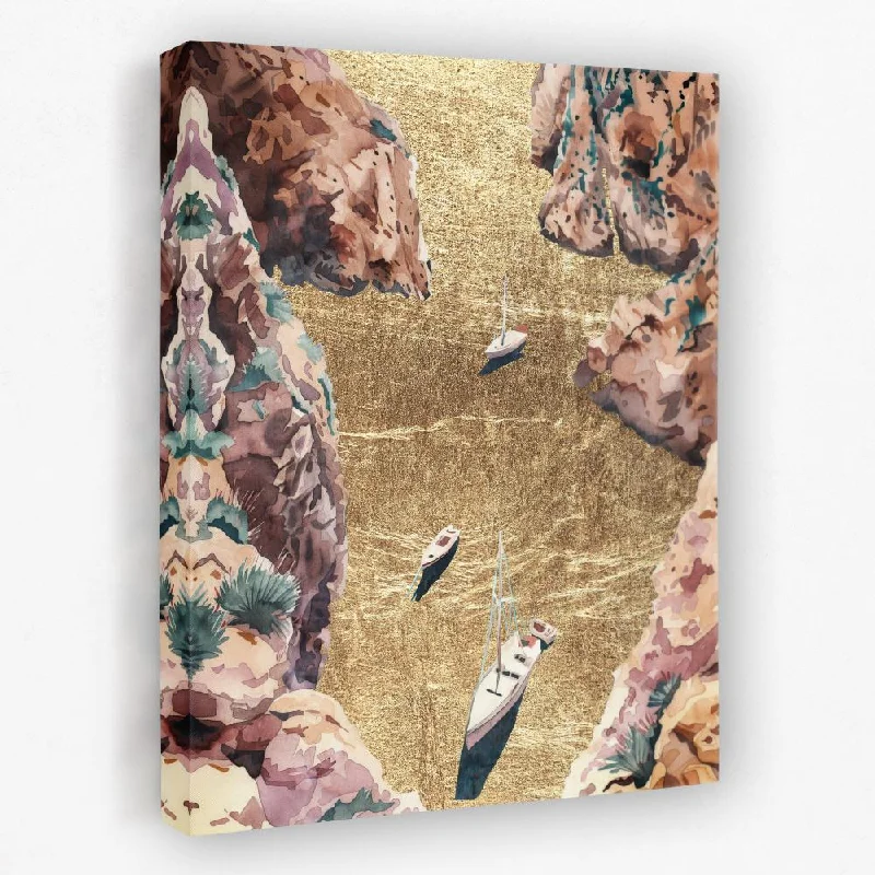 Large floral modern wall art for statement-Mountain River of Gold